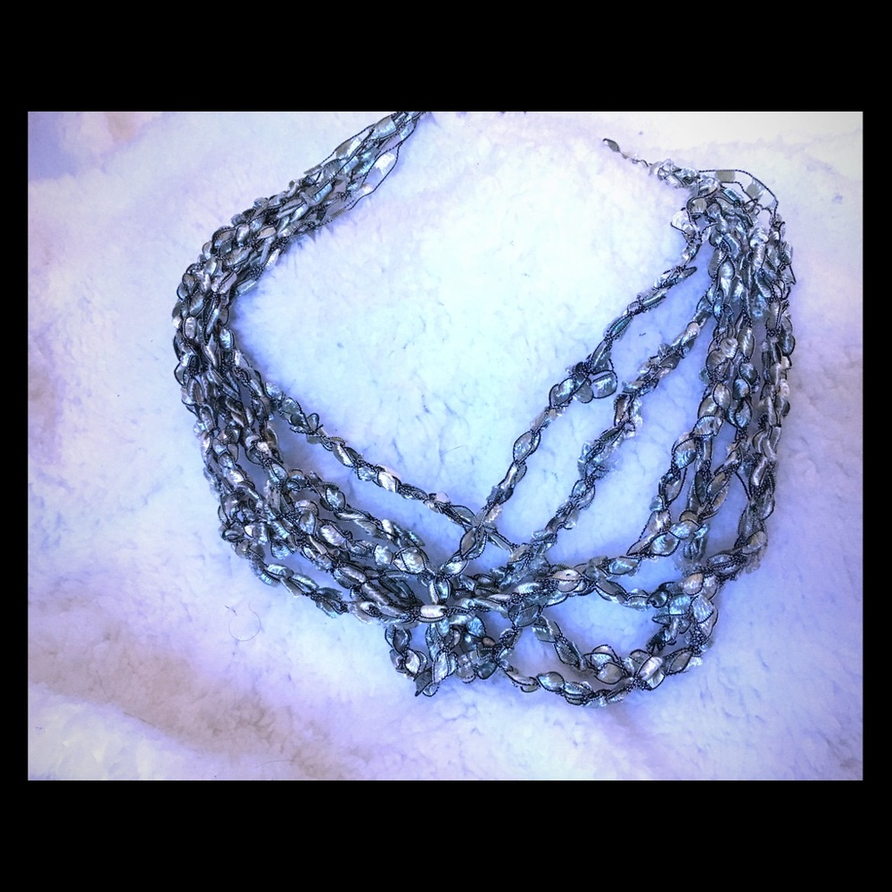 Black and silver ribbon necklace